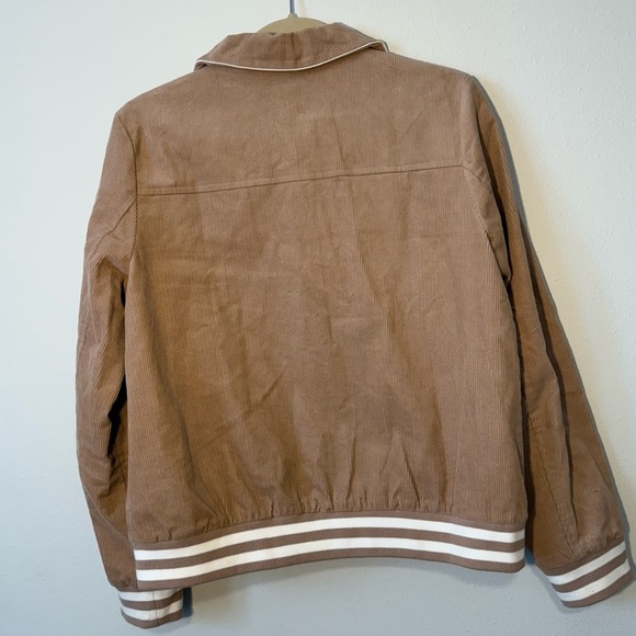 Lane 201 Tan Brown and White Light Corduroy Varsity Jacket - Picture 4 of 4